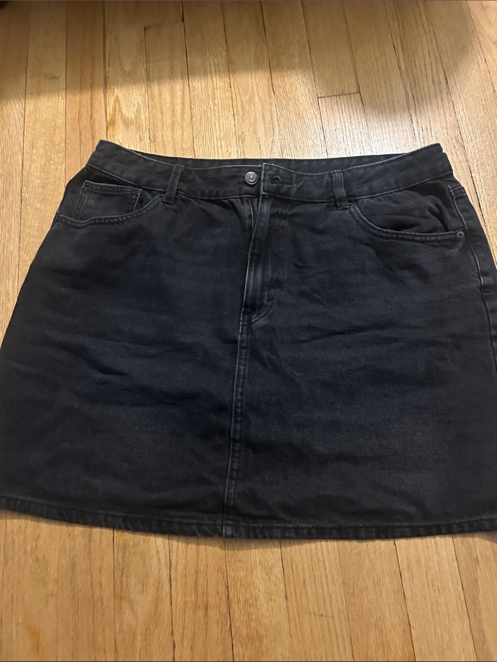 Everyday Black Denim A-Line Mini Skirt